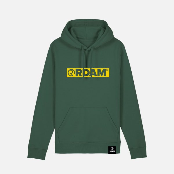 RDAM® | Outline Flock Geel op Bottle Green | Hoodie