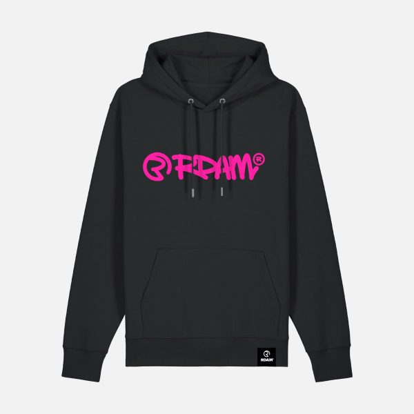 RDAM® | SW Essential Neon Roze op Zwart | Hoodie