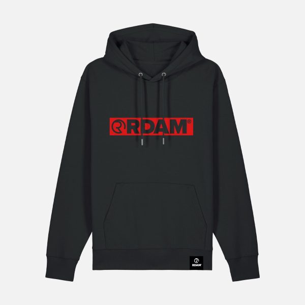 RDAM® | Outline Flock Rood op Zwart | Hoodie