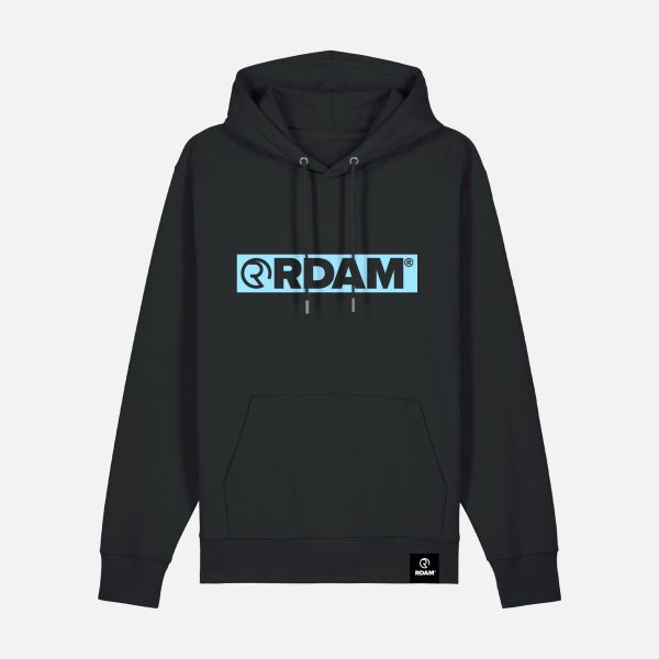 RDAM® | Outline Flock Ice Blue op Zwart | Hoodie