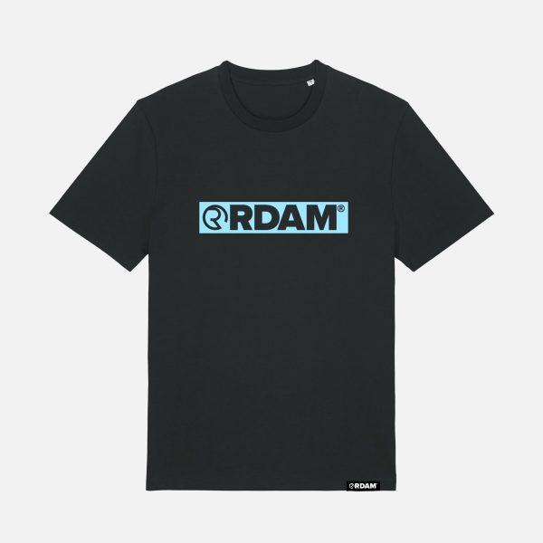 RDAM® | Outline Flock Ice Blue op Zwart | T-Shirt