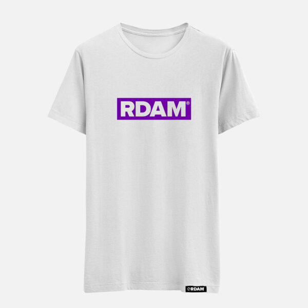 RDAM® | Outline Flock Paars op Wit | T-Shirt