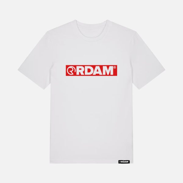 RDAM® | Outline Flock Rood op Wit | T-Shirt