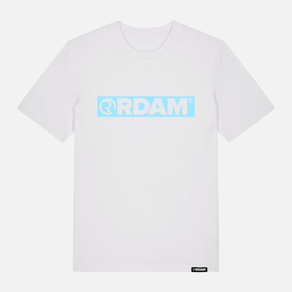 RDAM® | Outline Flock Ice Blue op Wit | T-Shirt