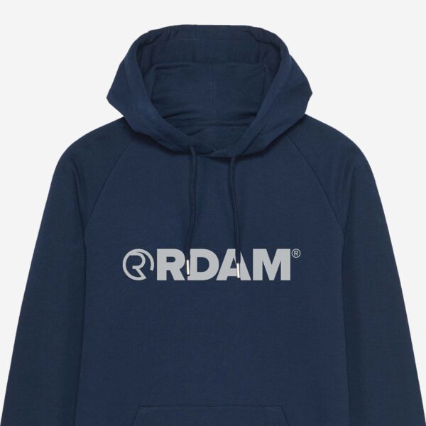 RDAM® | Iconic Essential Flock Grijs op Navy Blue | Hoodie