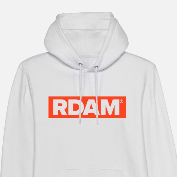 RDAM® | Outline Flock Neon Oranje op Wit | Hoodie