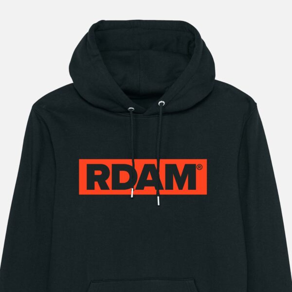 RDAM® | Outline Flock Neon Oranje op Zwart | Hoodie