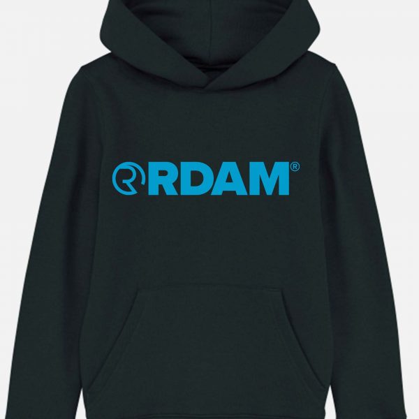RDAM® | Neon Blue op Zwart | Kinder Hoodie