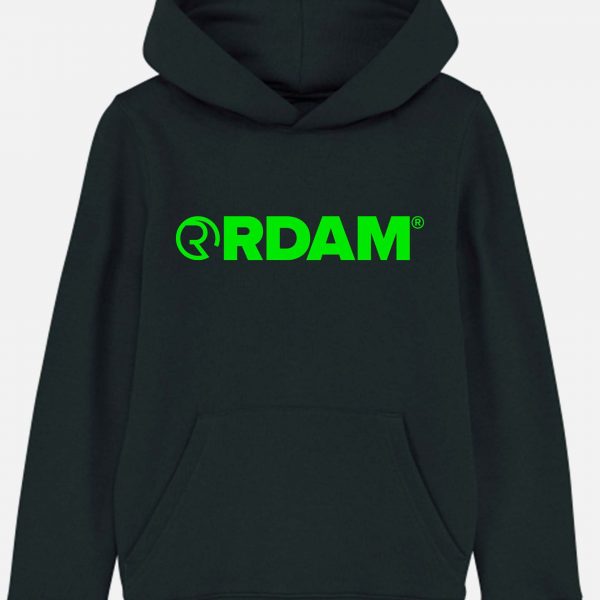 RDAM® | Neon Groen op Zwart | Kinder Hoodie