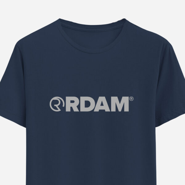RDAM® | Iconic Essential Flock Grijs op Navy Blue | T-Shirt