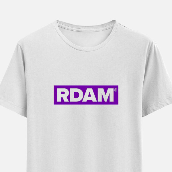 RDAM® | Outline Flock Paars op Wit | T-Shirt
