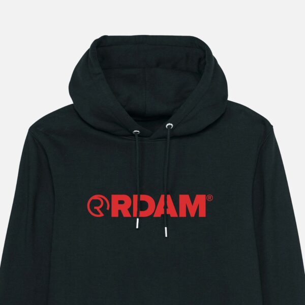 RDAM® | Iconic Essential Rood op Zwart | Hoodie