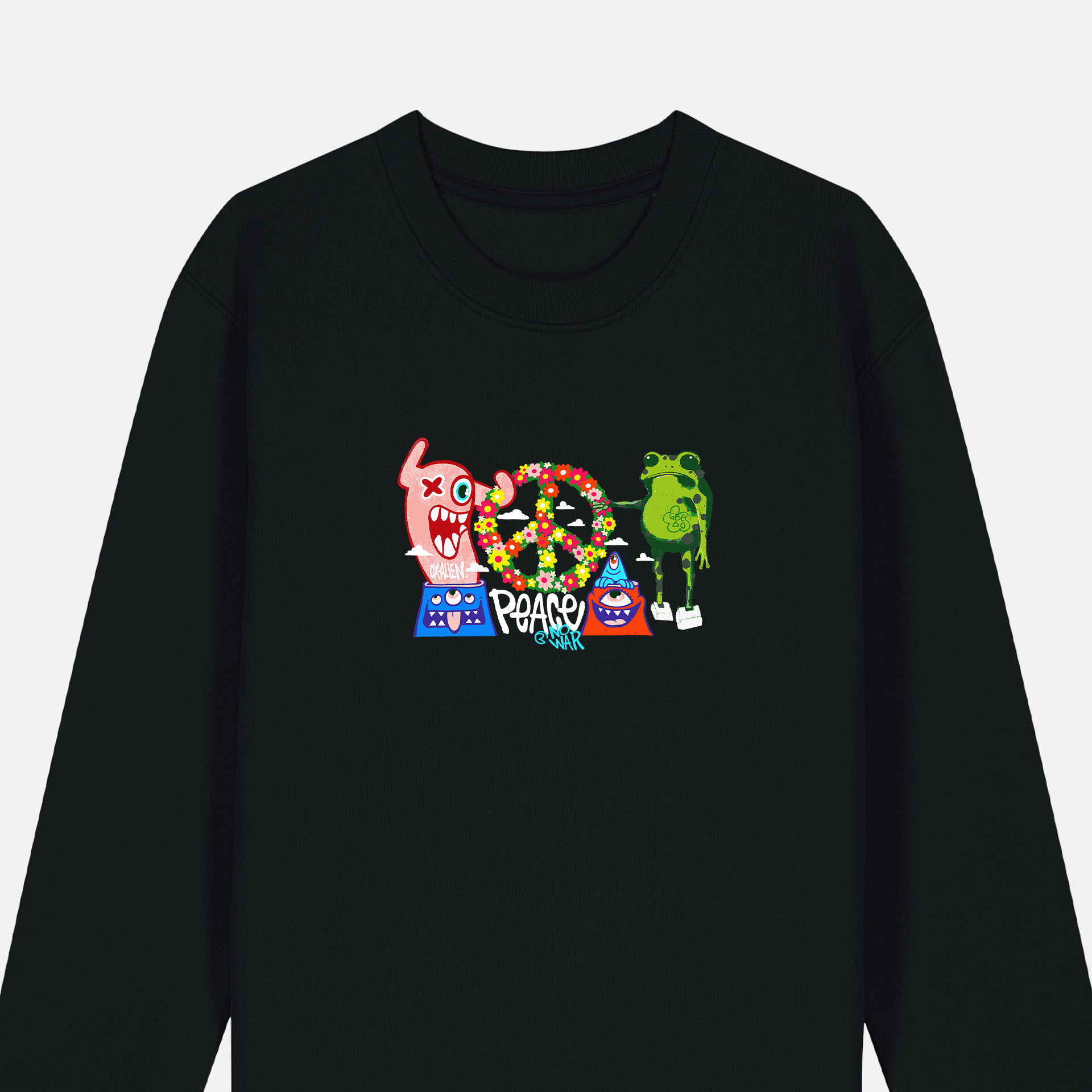 RDAM® | Ox-Alien x GBEDO Art op Zwart | Kindersweater RDAM® | Ox-Alien x GBEDO Art op Zwart | Kindersweater