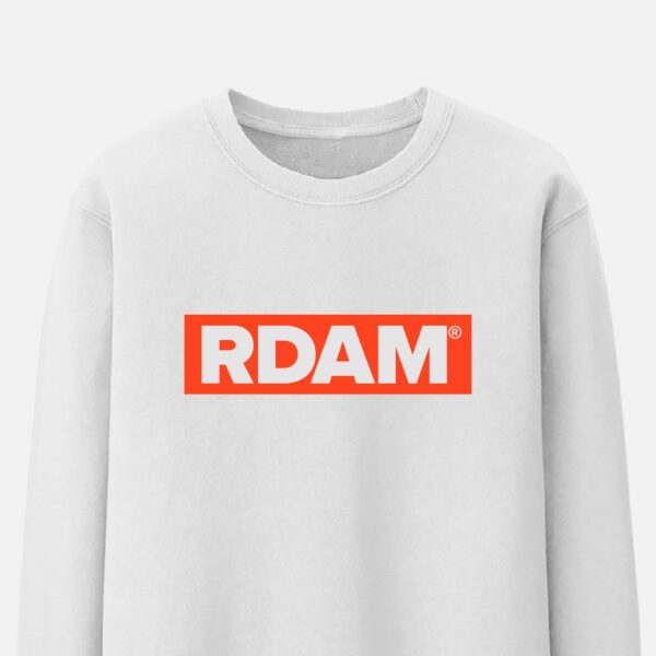 RDAM® | Outline Flock Neon Oranje op Wit | Sweater