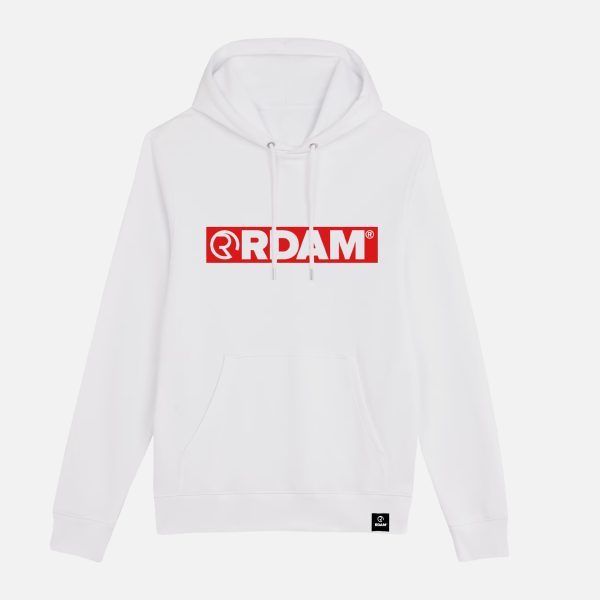 RDAM® | Outline Flock Rood op Wit | Hoodie