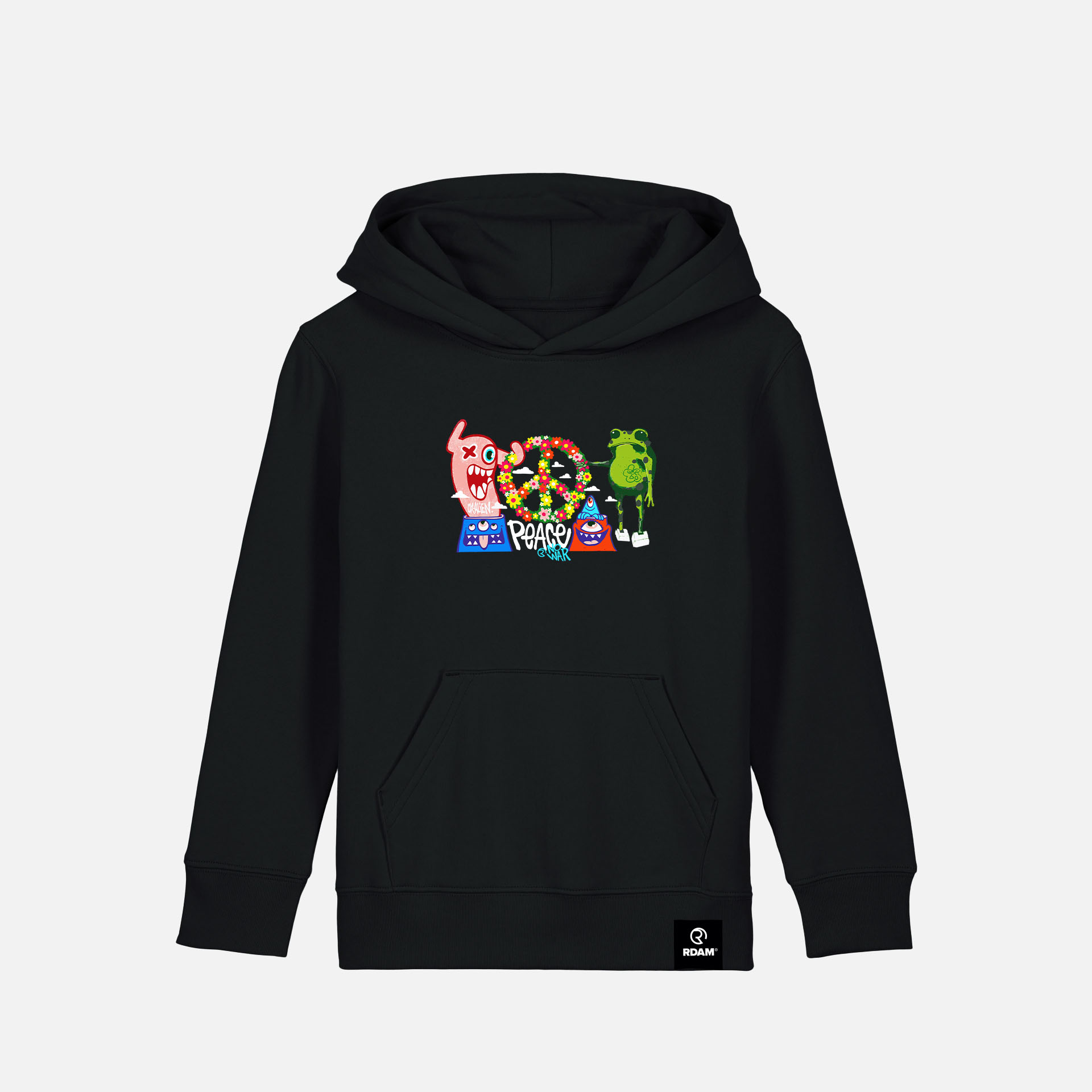 RDAM® | Ox-Alien x GBEDO Art op Zwart | Kinderhoodie RDAM® | Ox-Alien x GBEDO Art op Zwart | Kinderhoodie