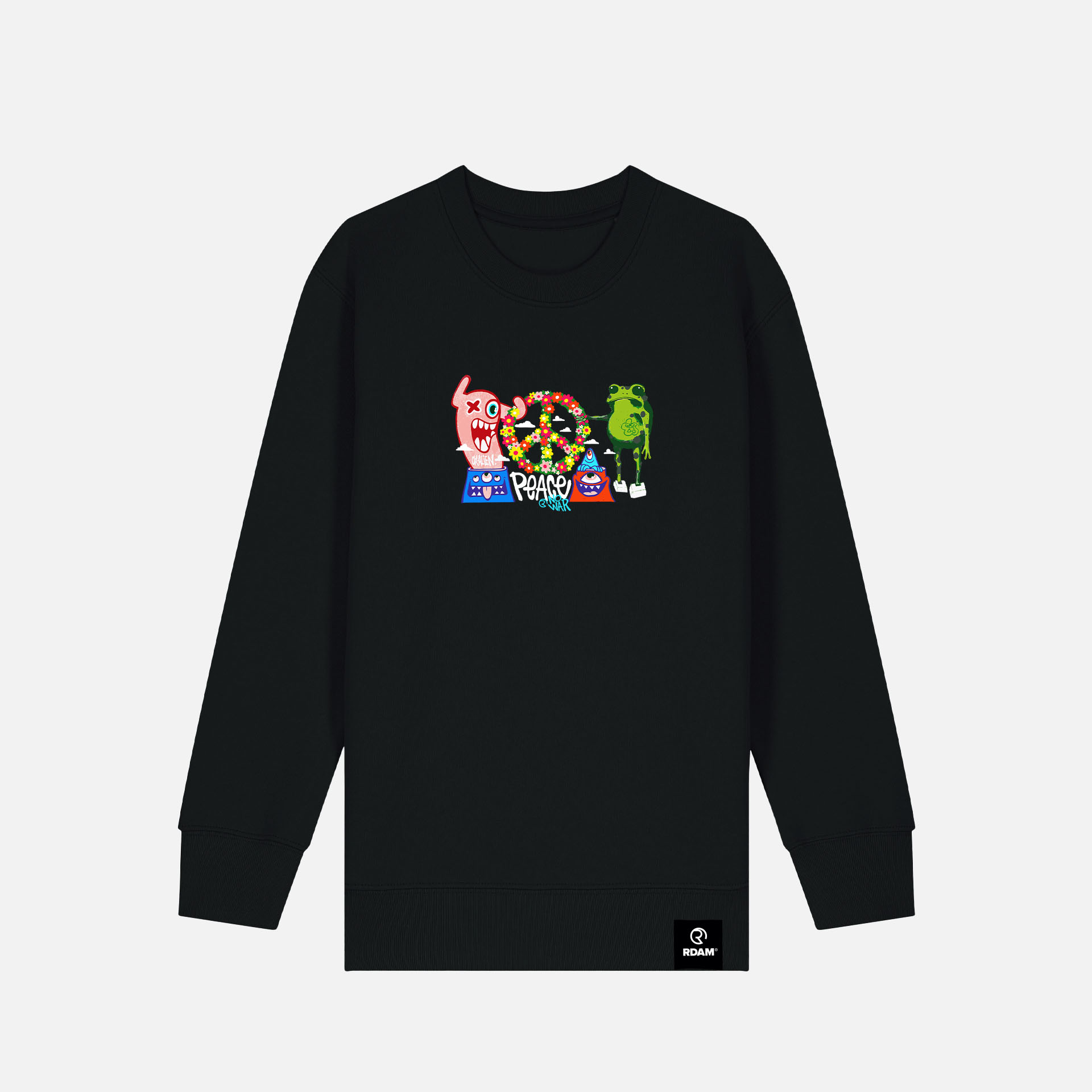 RDAM® | Ox-Alien x GBEDO Art op Zwart | Kindersweater RDAM® | Ox-Alien x GBEDO Art op Zwart | Kindersweater