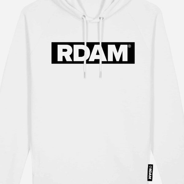 rdam hoodie wit flock outline
