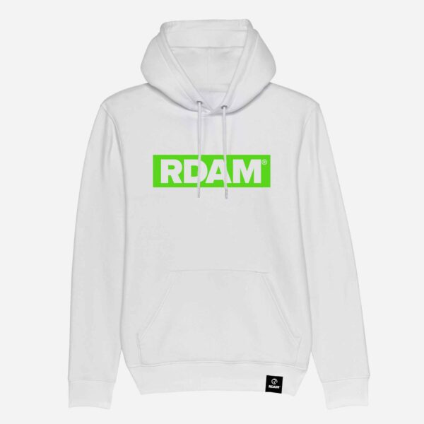 RDAM® | Outline Flock Neon Groen op Wit | Hoodie