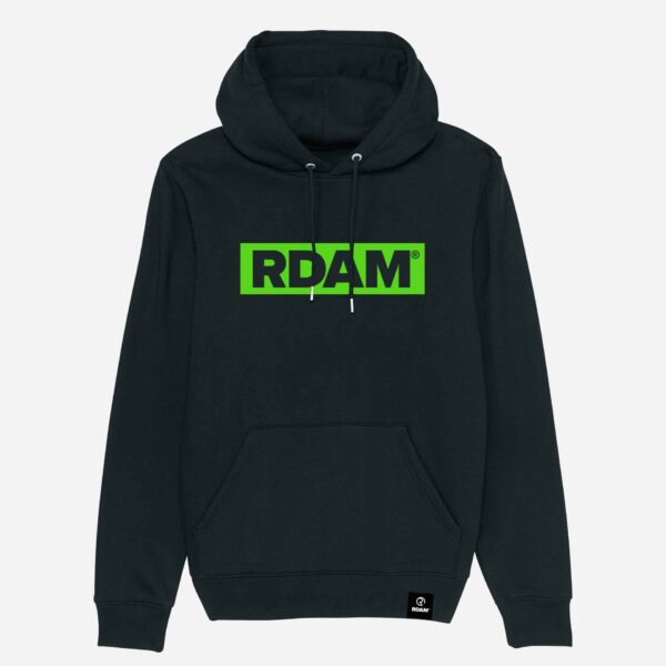 RDAM® | Outline Flock Neon Groen op Zwart | Hoodie