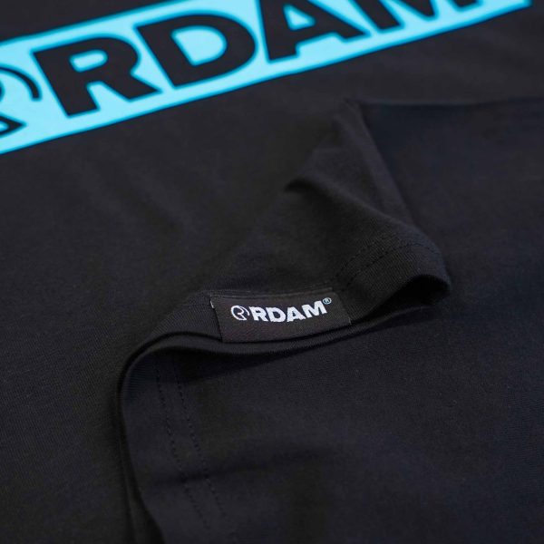 RDAM® | Outline Flock Ice Blue op Zwart | T-Shirt