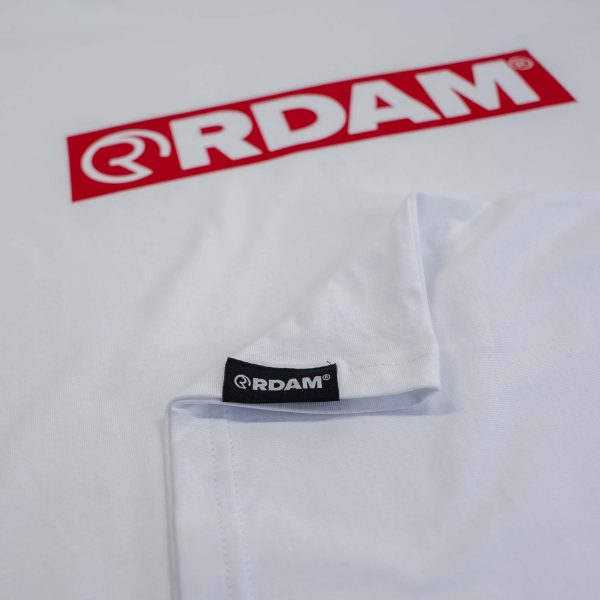 RDAM® | Outline Flock Rood op Wit | T-Shirt