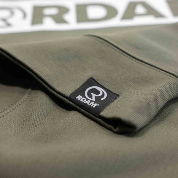 RDAM® | Outline Flock Wit op Khaki Groen | Hoodie