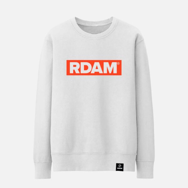 RDAM® | Outline Flock Neon Oranje op Wit | Sweater