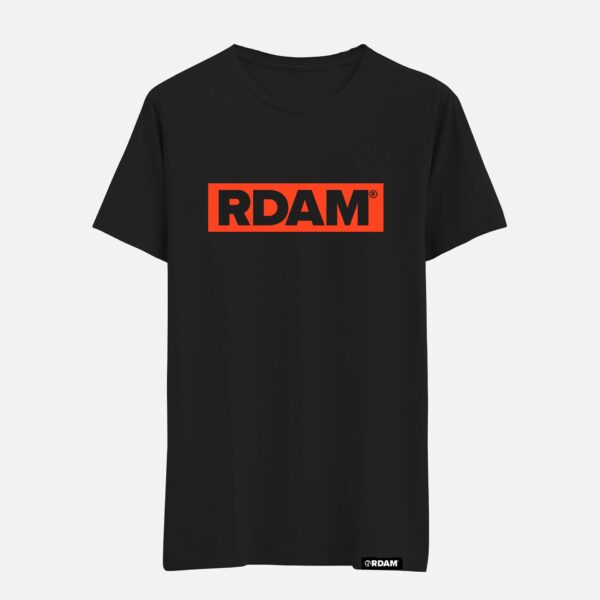 RDAM® | Flock Outline Neon Oranje op Zwart | Shirt