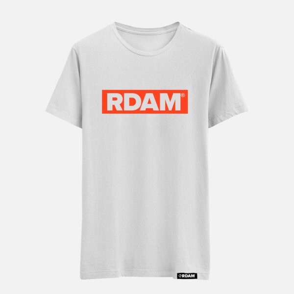 RDAM® | Flock Outline Neon Oranje op Wit | Shirt