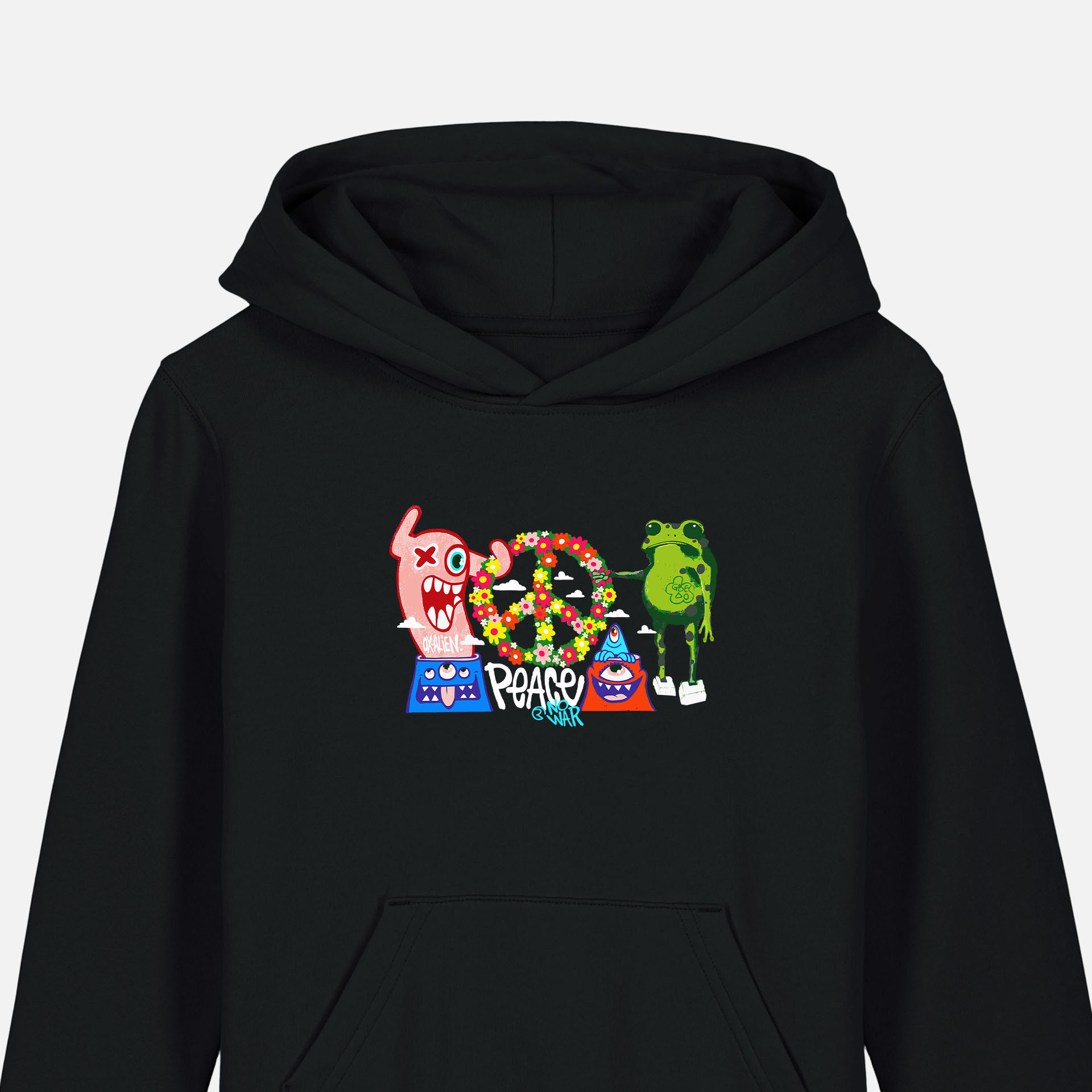 RDAM® | Ox-Alien x GBEDO Art op Zwart | Kinderhoodie RDAM® | Ox-Alien x GBEDO Art op Zwart | Kinderhoodie
