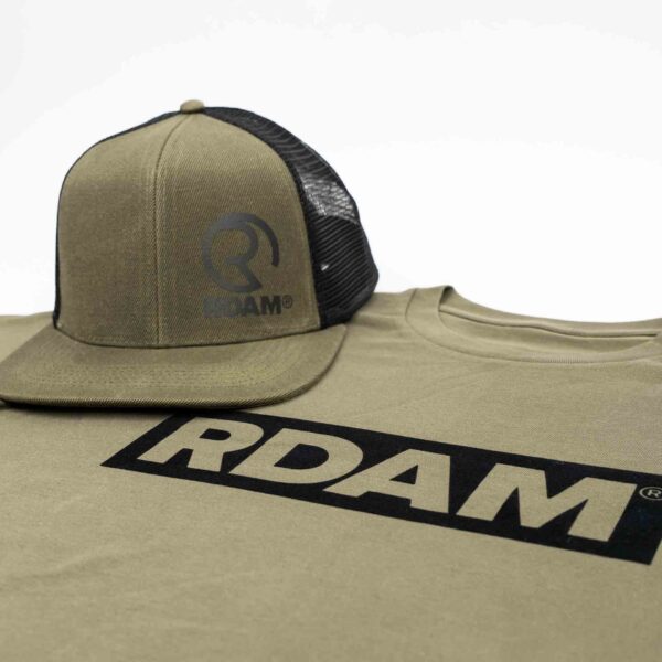 RDAM® | Outline Flock Zwart op Khaki Groen | T-Shirt